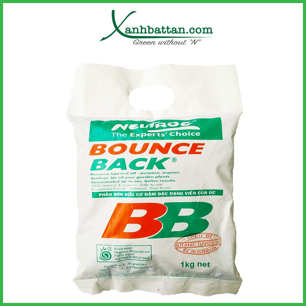 Phân Hữu Cơ Bounce Back Bón Hoa Kiểng, Rau Sạch, Cỏ Sân Vườn Gói 1 Kg