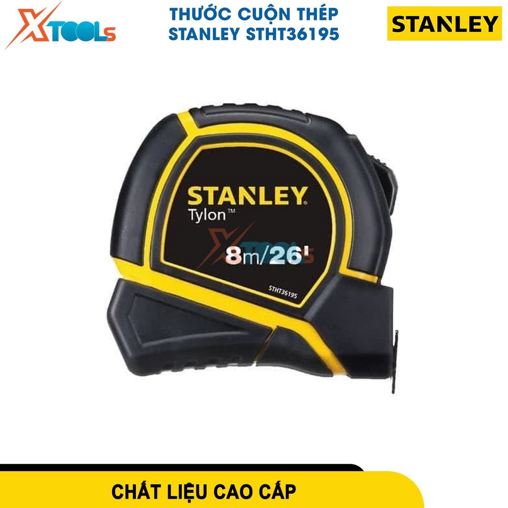 Thước cuộn thép Stanley STHT36195 8mx25mm bọc cao su siêu bền, lá dễ đọc, cấp chính xác Class II, chống vỡ mòn [XTOOLS]