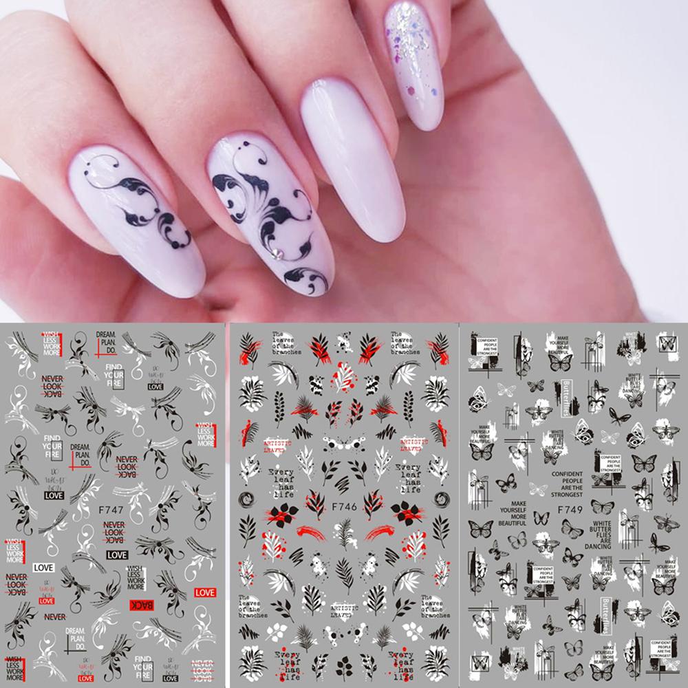 Hình Dán Trang Trí Móng Tay Họa Tiết Bướm 3D Đơn Giản