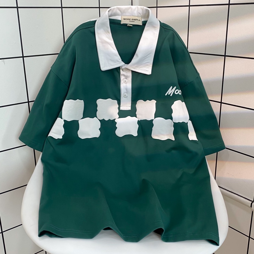 Áo Polo MOC Nam Nữ Unisex Vải COTTON Chất Liệu In Nổi Phong Cách Ulzzang - GIDI