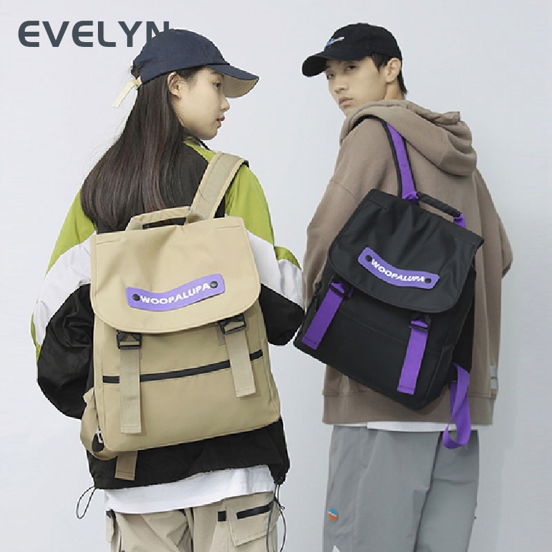 Evelyn Ba Lô Đi Học Sức Chứa Lớn Màu Trơn Đơn Giản Dễ Phối Đồ Thời Trang
