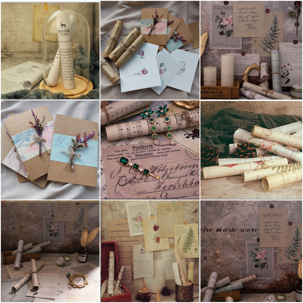 ẢNH GIẤY CỔ ĐIỂN phụ kiện trang trí chụp ảnh. Tấm postcard handmade decor gian trưng bày