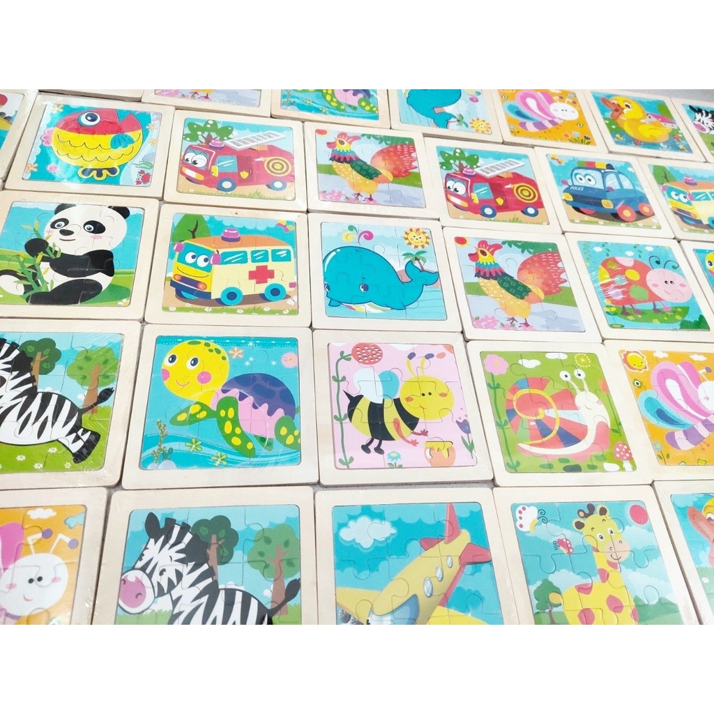 Đồ chơi xếp hình lắp ráp tranh ghép gỗ 9 mảnh ngộ nghĩnh