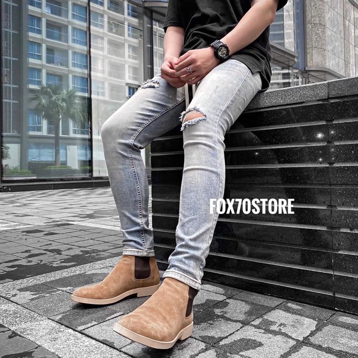 Quần Jean Nam Rách Gối FOXSEVENTY, Dáng ôm, Chất Jean Co Dãn,Màu Rất Đẹp | BigBuy360 - bigbuy360.vn