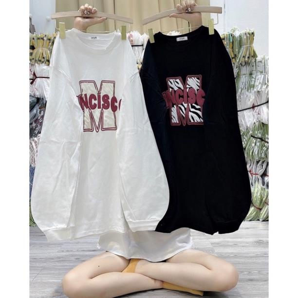 [Xả kho] Áo Thun Nữ Dài Tay Chữ M Vải Cotton Dày Dặn Tay Phồng Phong Cách Trẻ Trung( Hàng Sẵn)