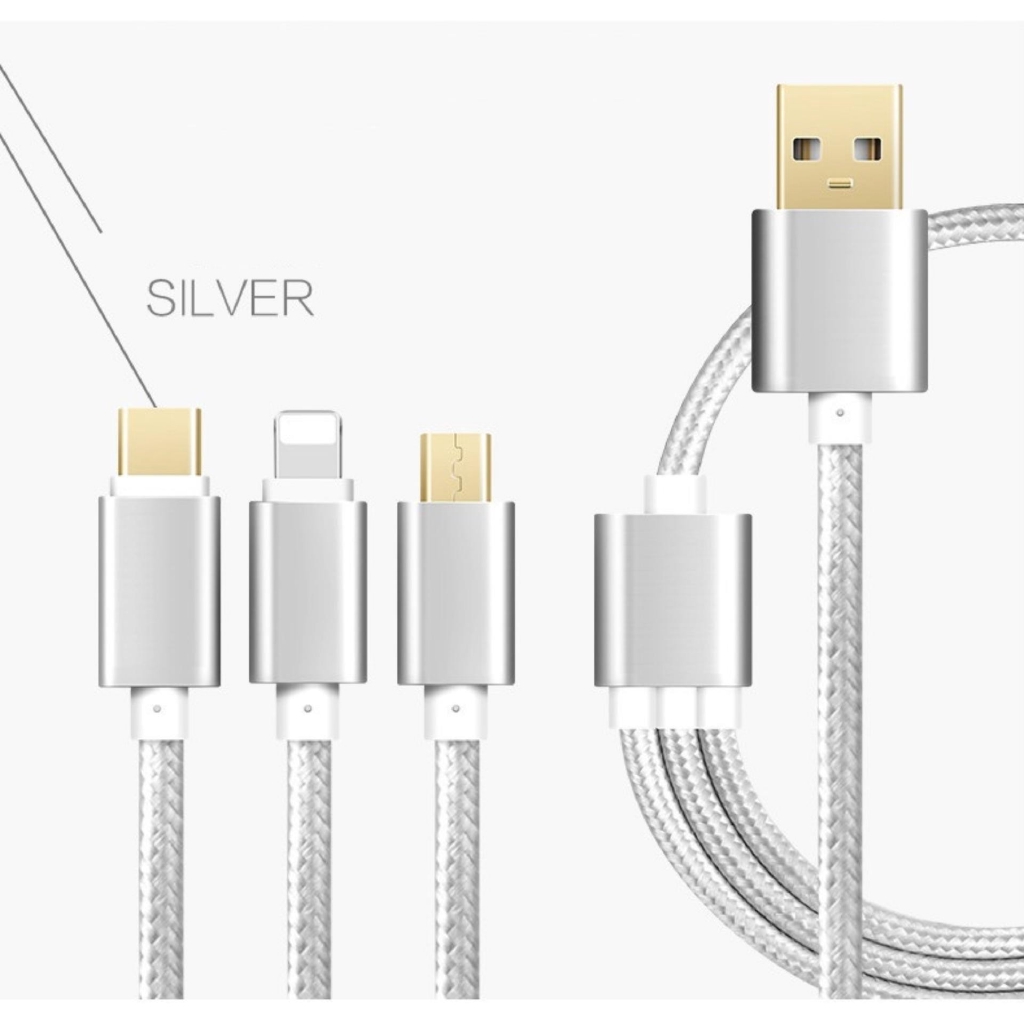 Cáp sạc đa năng 3in1 dây dù cho Lighting Micro USB Type C -DC1058