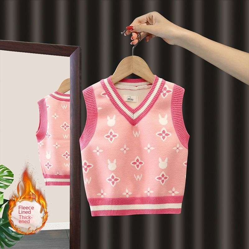 Áo Len Không Tay Thiết Kế Mới Thời Trang Mùa Xuân Thu Dành Cho Bé Gái