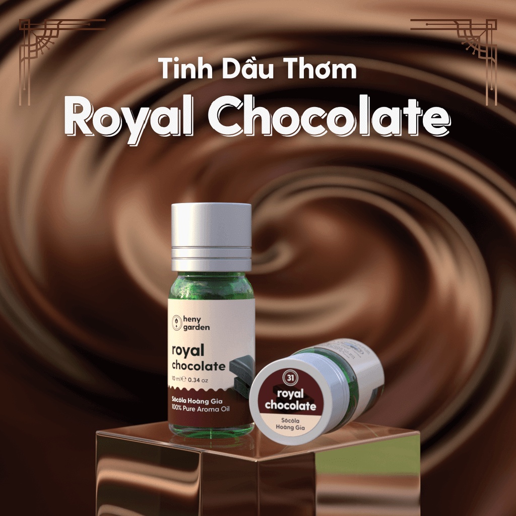 Tinh Dầu Phối Hương Royal Chocolate (Ngọt) Xông Thơm Phòng, Làm Nến Thơm Thiên Nhiên Heny Garden 10mL
