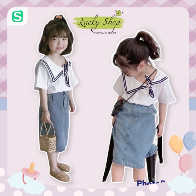 👒👒 SET ÁO SƠ MI NƠ LỆCH CHÂN VÁY JEANS 🌹🌹