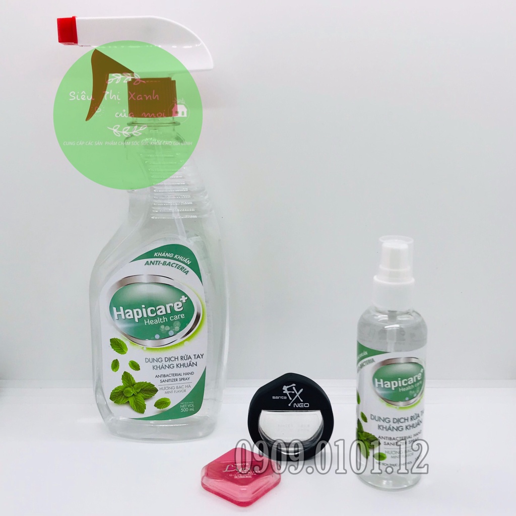 Dung dịch rửa tay kháng khuẩn Hapicare+, nước rửa tay khô bỏ túi 100ml