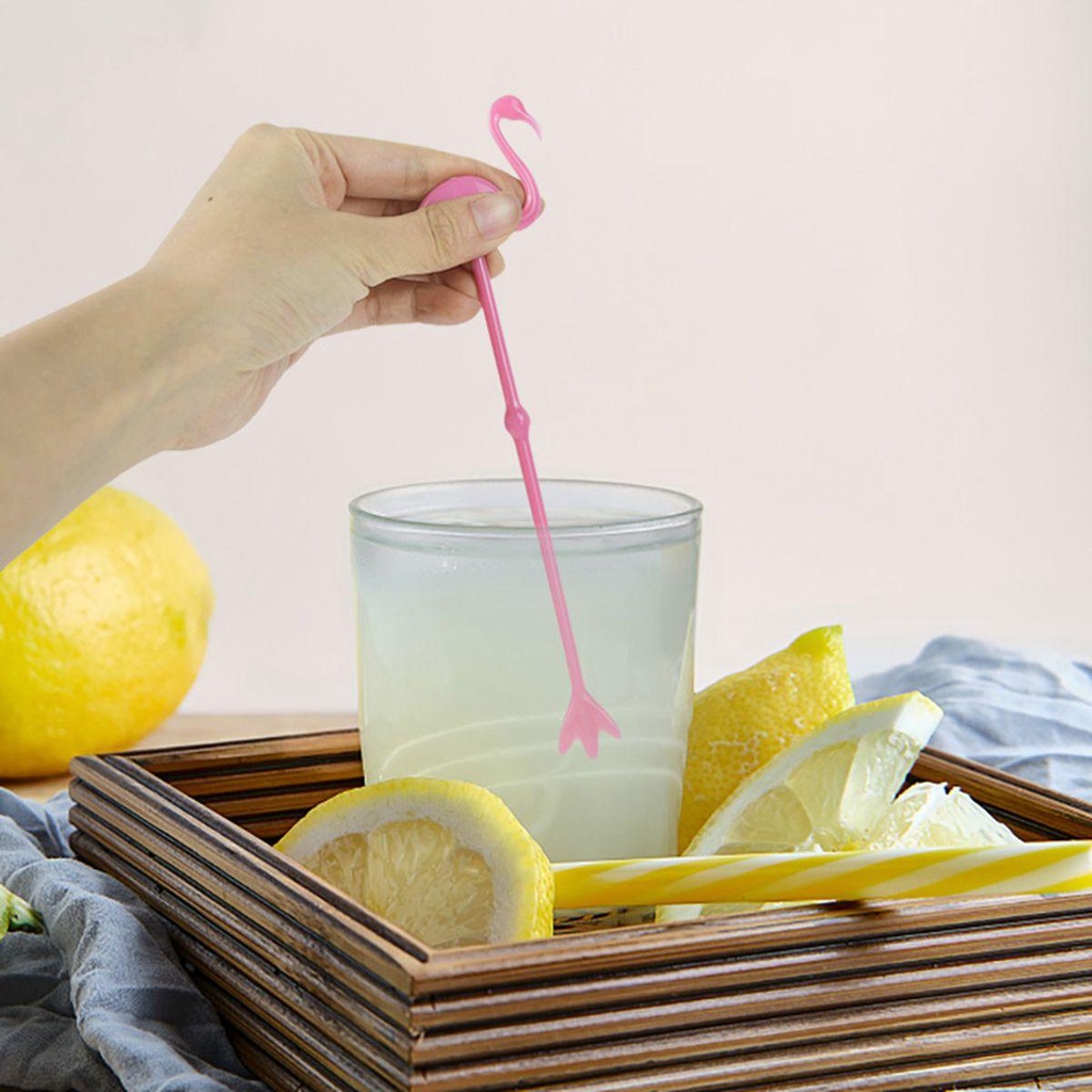 Set 6 Que Nhựa Làm Cocktail Hình Chim Hồng Hạc / Xương Rồng / Chim Hồng Hạc