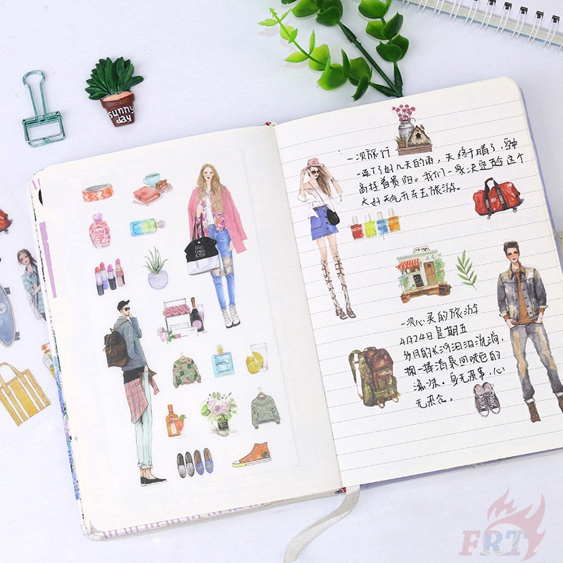 Set 6 tấm nhãn dán DIY scrapbook hình cô gái thời trang