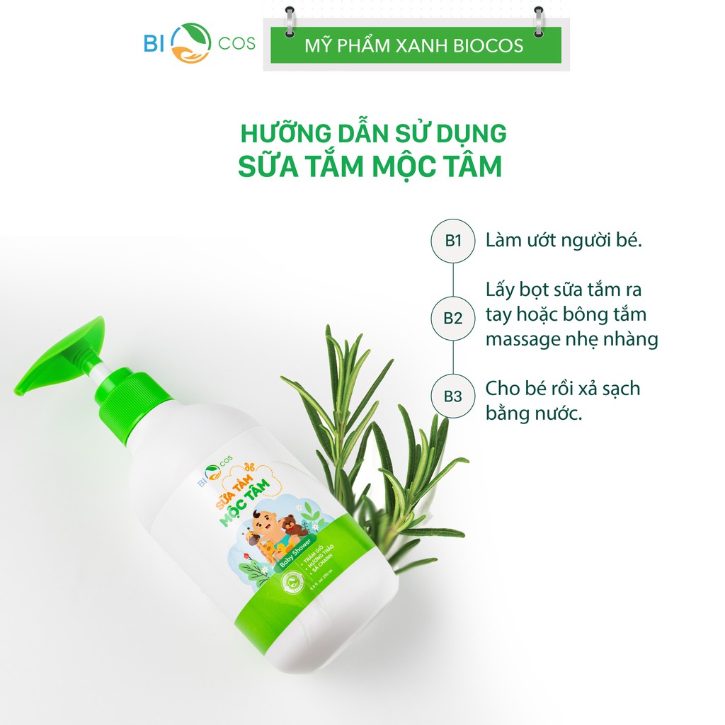 Sữa Tắm Gội Mộc Tâm Dành Cho Trẻ Em BioCos Làm Dịu Da  250ml