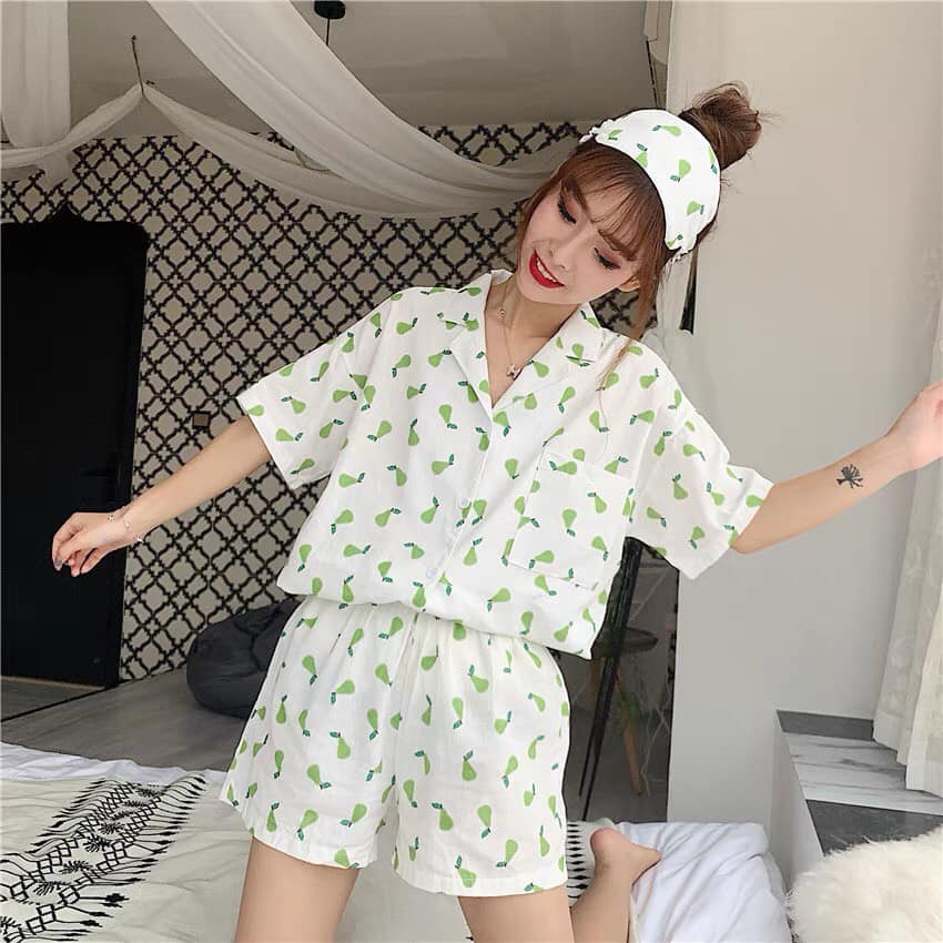 [Mã SKAMSALE8 giảm 10% đơn 200K] [RẺ VÔ ĐỊCH]Bộ Pijama Ngắn Tay - Bộ Ngủ Hoa Quả Lê Hai Màu Ulzzang Cute(ảnh thật) | BigBuy360 - bigbuy360.vn