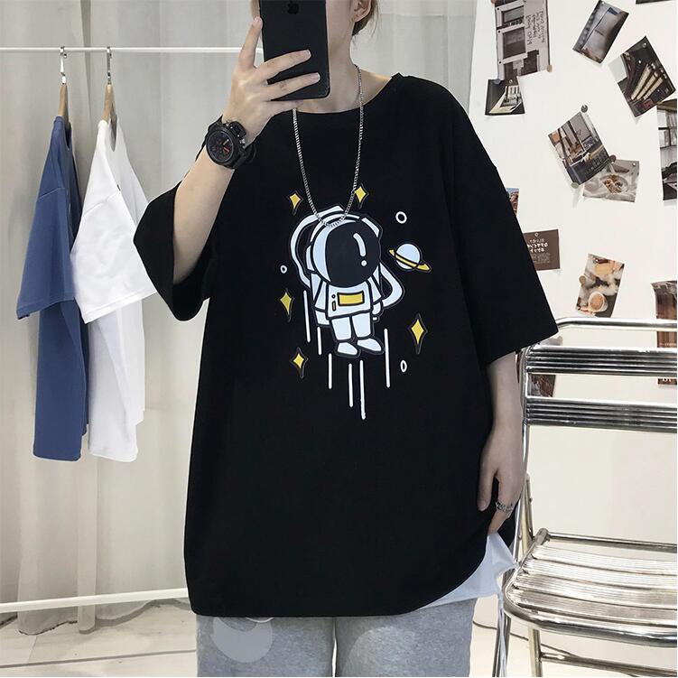 Áo Thun Nam Clothing Cổ Tròn Form Rộng Streetwear Áo Phông Nam Form Rộng Basic Cotton Oversize In Phi Hành Gia PCG693 bắn thật