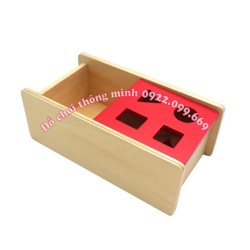 Bộ thả hình cơ bản, thả bóng len, thả xu nắp lật - GIÁO CỤ MONTESSORI 0-3 TUỔI Imbucare Box