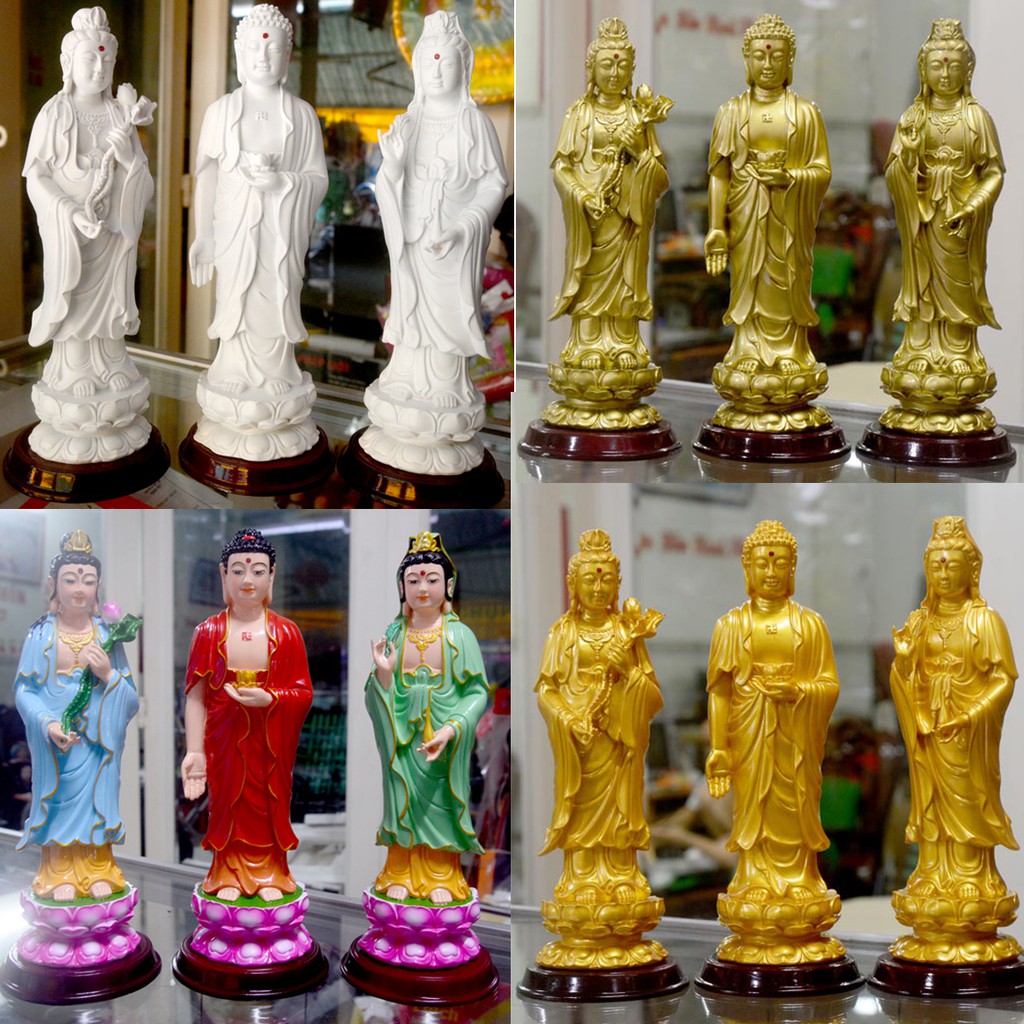 Bộ ba tượng Phật Tây Phương Tam Thánh cao 26cm-Nhiều mẫu