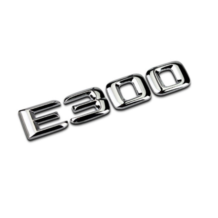 Decal tem chữ Inox dán đuôi xe ô tô Mercedess chữ E200 và E300