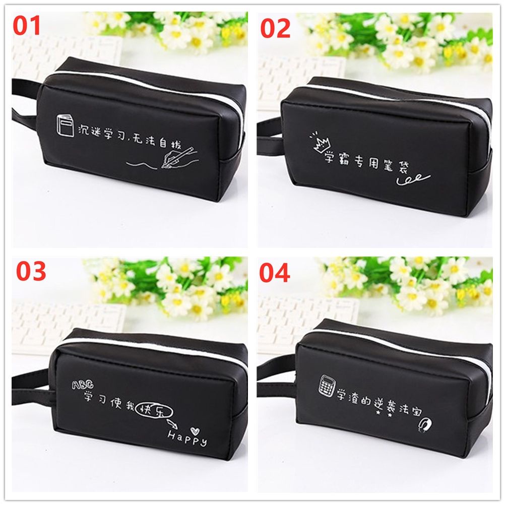 Hộp đựng bút/ đồ trang điểm bằng silicone màu đen thời trang cho học sinh