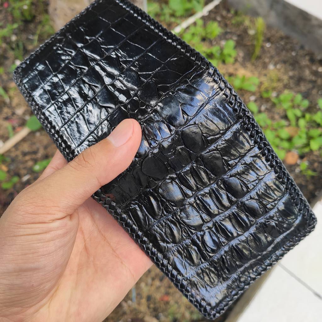 Ví Nam Da Cá Sấu.  Đan Viền Thủ Công Chắc Chắn!