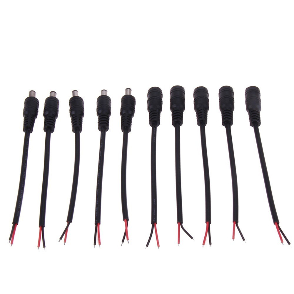 Bộ 5 Cặp Dây Cáp Nối Dc Led 15cm Dài 5.5x2.1mm 12v Nhiều Màu Sắc