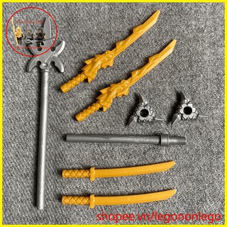 Phụ kiện lego gói vũ khí cho minifigure ninjago combo Kiếm rồng phi tiêu kích gậy