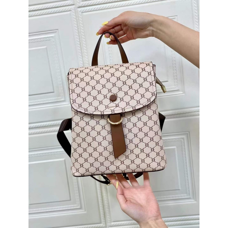 Balo da nữ mini thời trang vintage đi học đi làm họa tiết monogram cặp da pu cao cấp Y6761