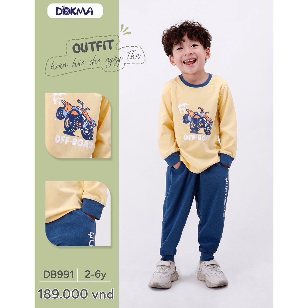 2-6Y Bộ dài tay cổ tròn bé trai Dokma DB813/DB991