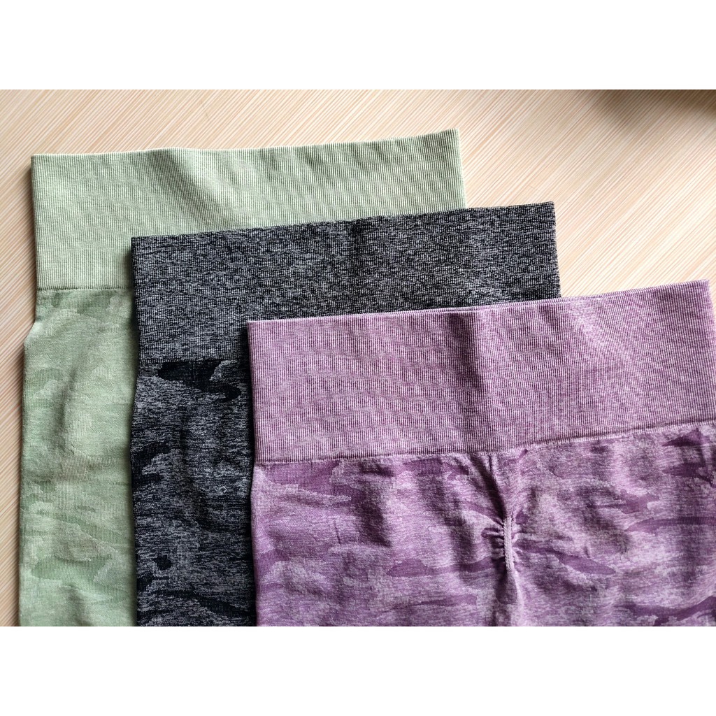 Quần legging thể thao Hoppe Fumeng JK023 lưng cao không đường may họa tiết rằn ri năng động (chỉ có quần)