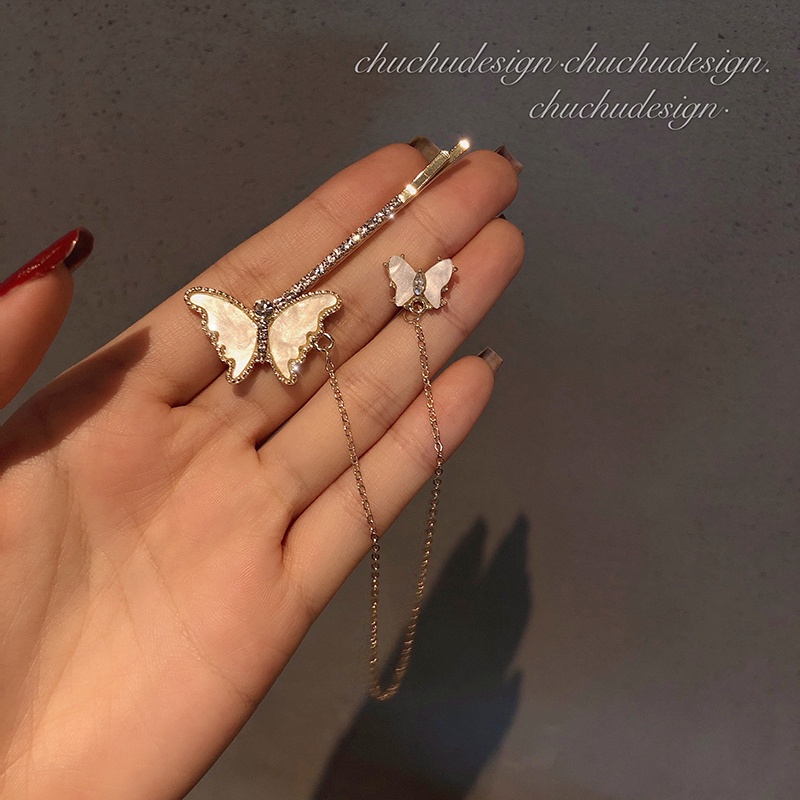 Kẹp Tóc Hình Bướm Đính Đá Lấp Lánh Phong Cách Hàn Quốc