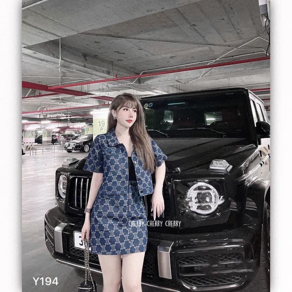 Sét áo+váy bò chữ A Y194