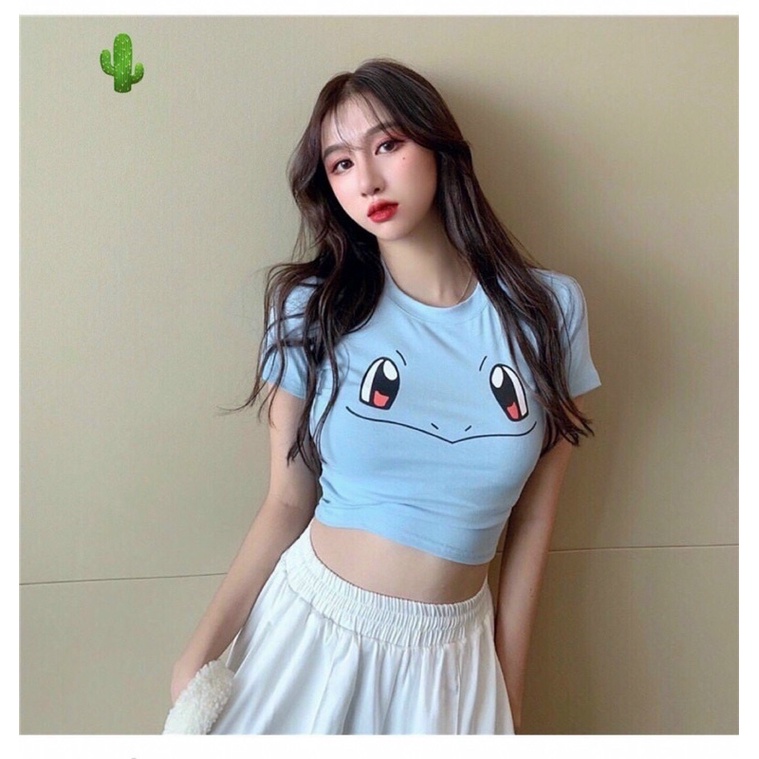 Áo croptop in hinh pokemom cổ tròn siêu dễ thương