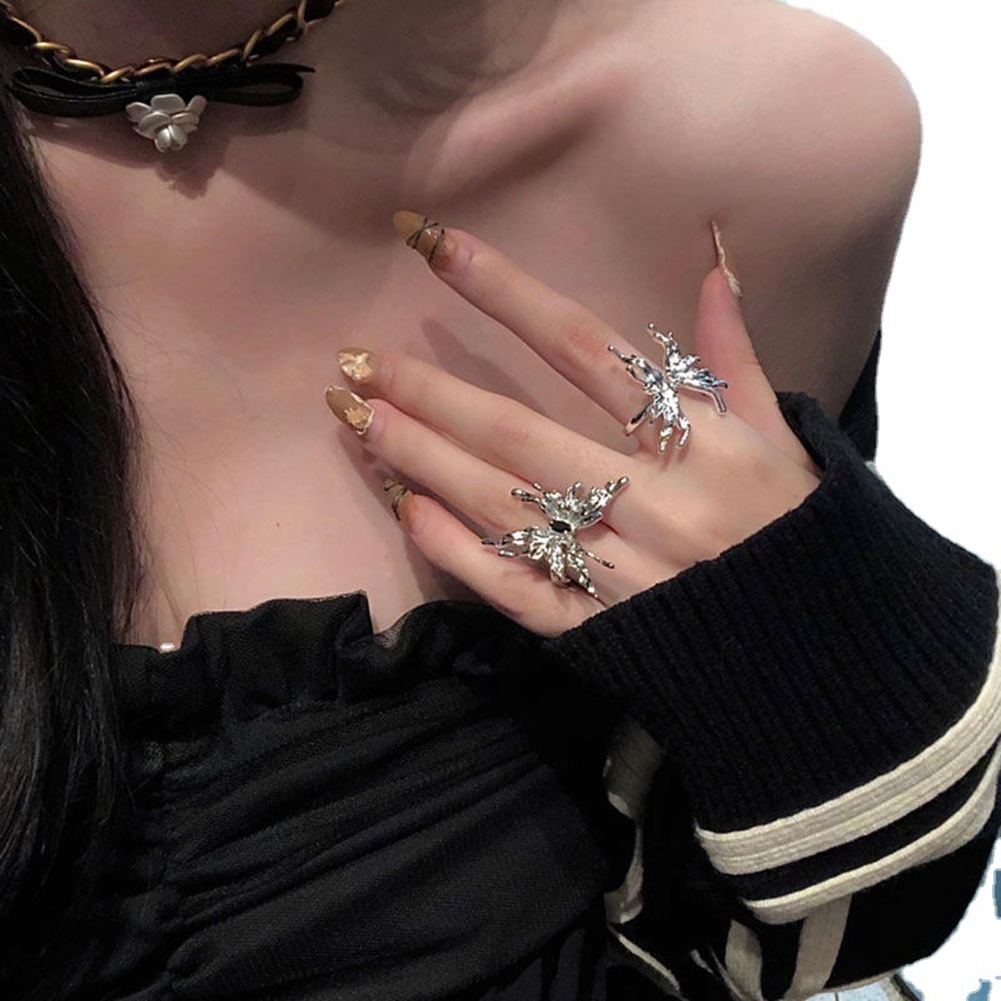 Nhẫn Hở Chạm Khắc Hình Bướm Thời Trang Cho Nữ