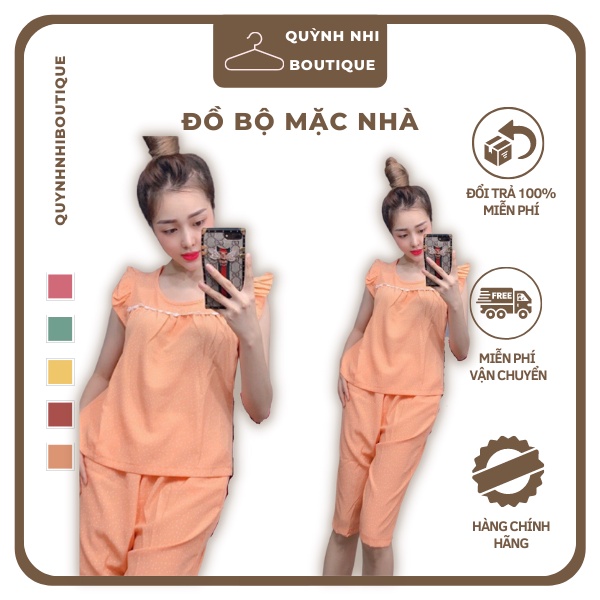 Đồ Bộ Mặc Nhà Nữ Set Đồ Mặc Lụa Nhà Thiết Kế Cánh Tiên Quần Lửng Mặc Thoải Mái Có Size 40-75kg - LUA02