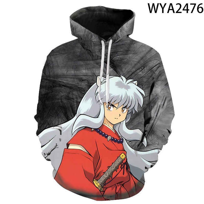 Áo Hoodie Tay Dài In Hình Inuyasha 3D Phong Cách Đường Phố Mới Cho Nam Nữ