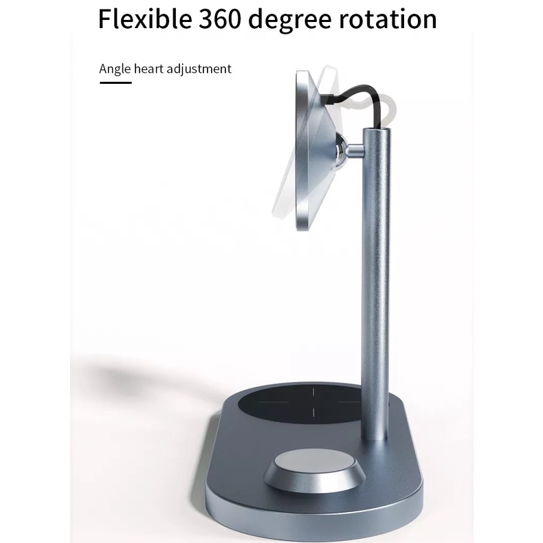 Đế sạc nhanh WIWU Power Air 3 inch 1 Cho Điện thoại táo , đồng hồ thông mình . Từ tính hút nam châm