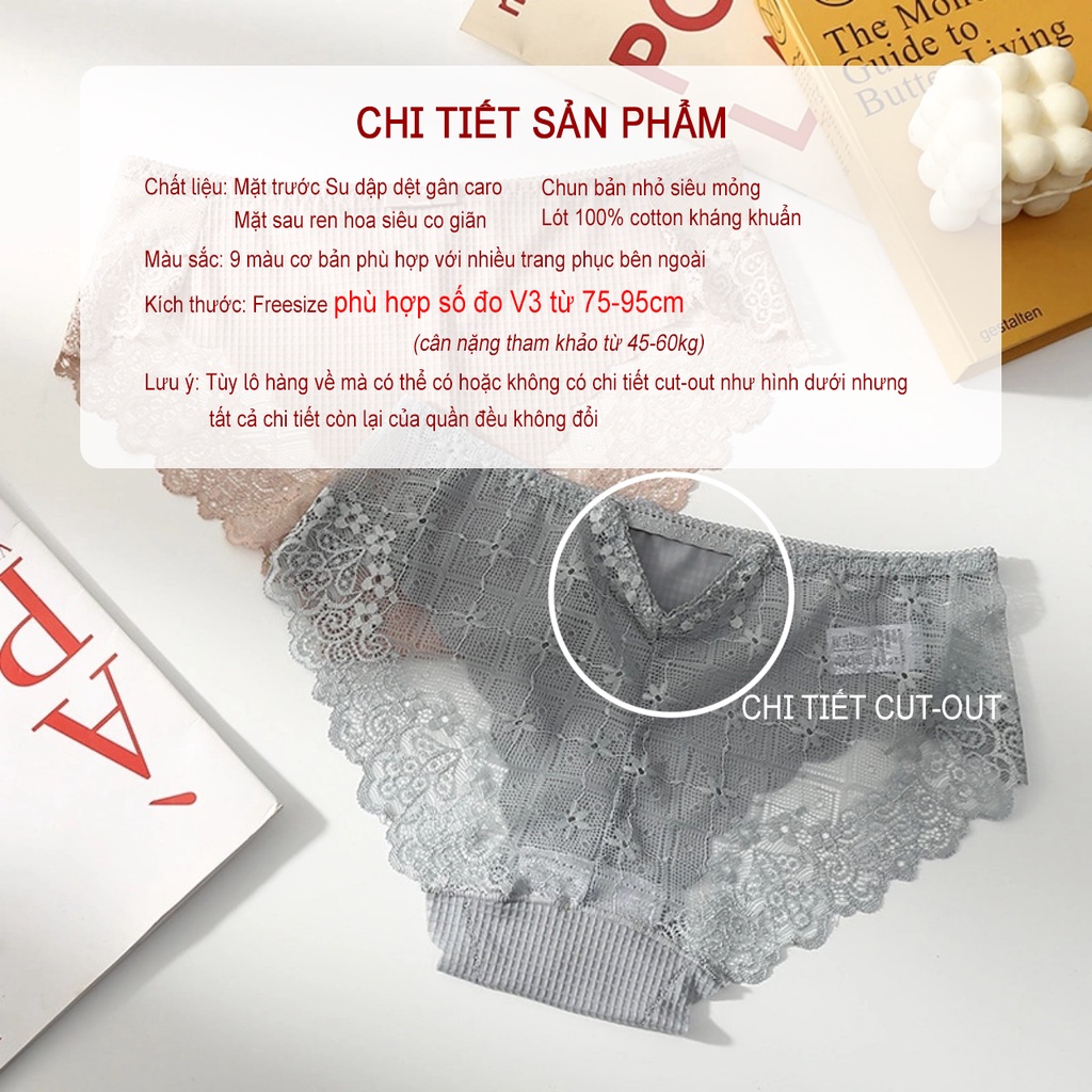 Quần lót su HAVANA gân caro pha ren - hàng cao cấp FLQ50