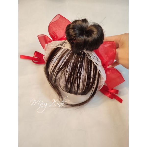 Băng đô tiểu thư tóc giả kèm búi cho bé