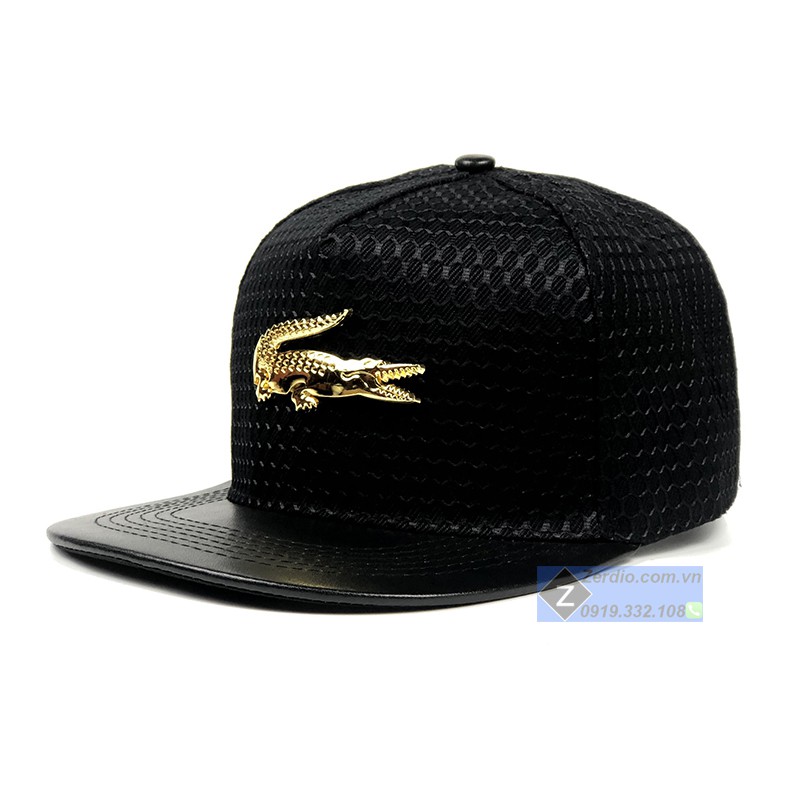 Mũ snapback nam nữ đẹp lưỡi da cực chất, màu đen đỏ tùy chọn