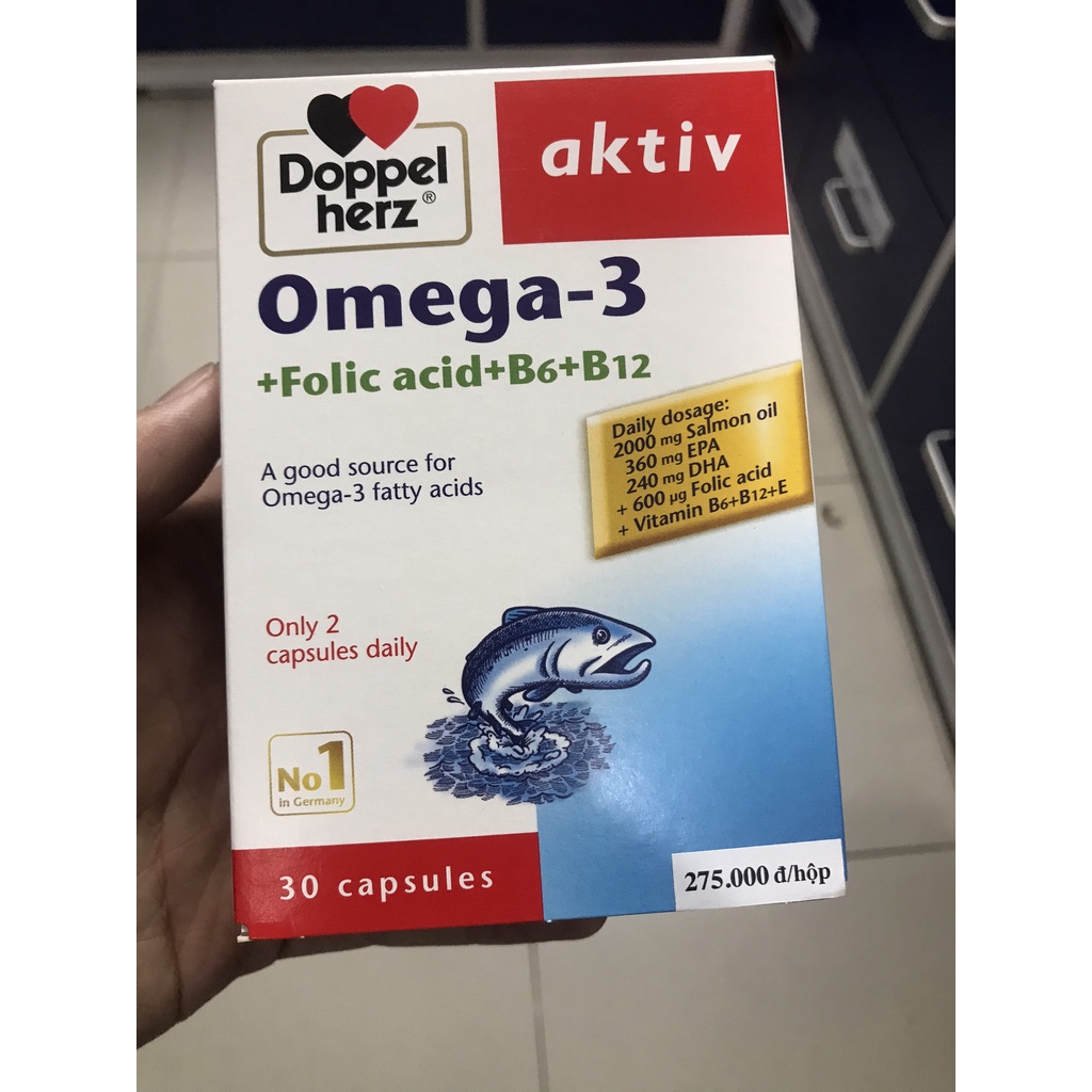 Viên uống Aktiv Omega-3 + folic acid + B6 +B12