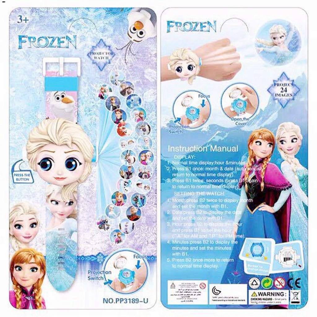Đồng hồ chiếu hình 3D ELSA FROZEN NỮ HOÀNG BĂNG GIÁ điện tử đeo tay đủ hình nhân vật hoạt hình thú vị cho bé trai và bé