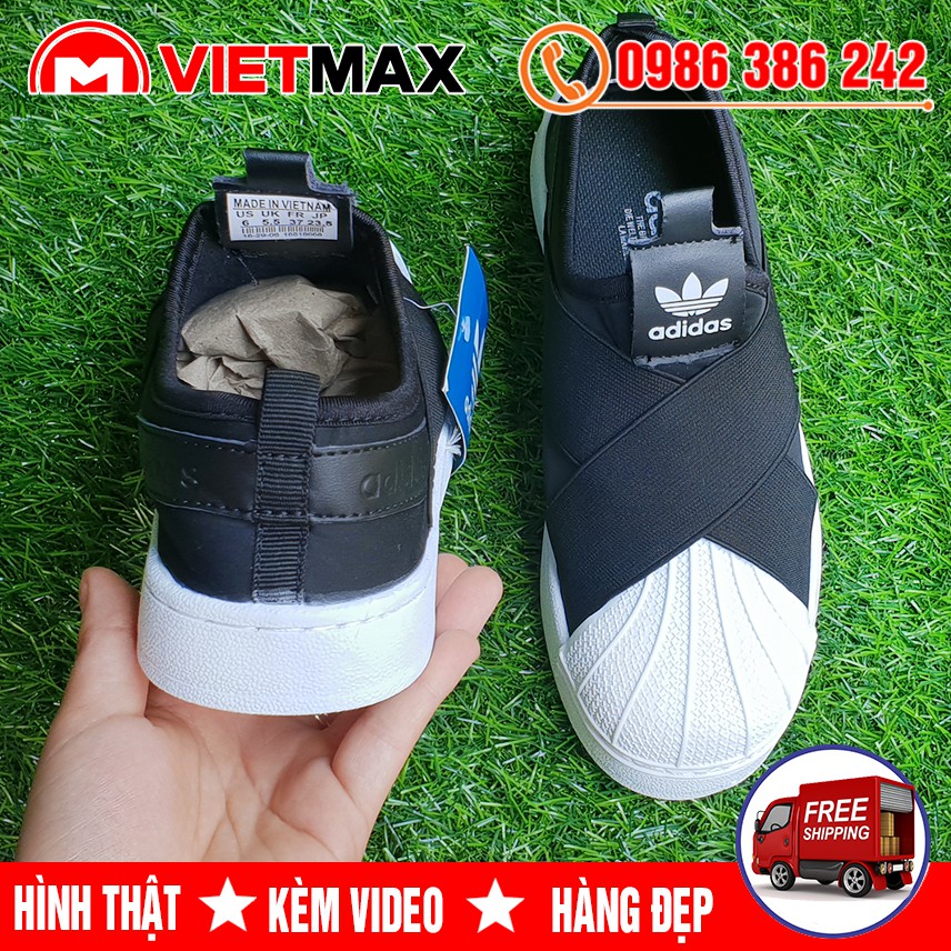 🔥 [HOT] Giày Sneaker SuperStar Slip On Đen Trắng Hàng Sale