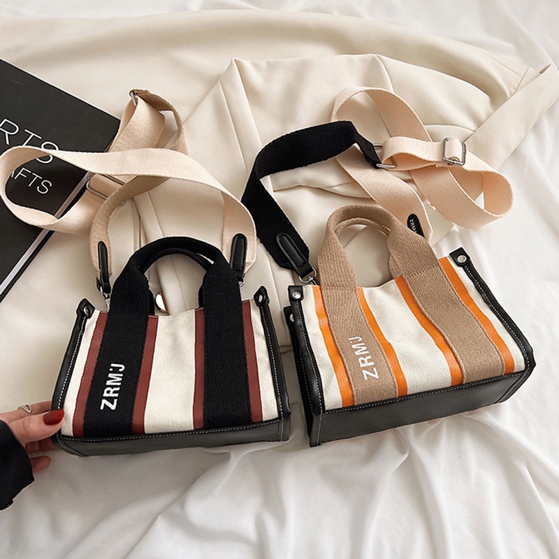 Túi Đeo Chéo canvas Màu Sắc Tương Phản Thời Trang Cho Nữ
