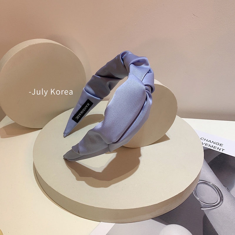 Cài tóc bản rộng vải satin màu macaron phong cách Pháp cổ điển thời trang xuân hè