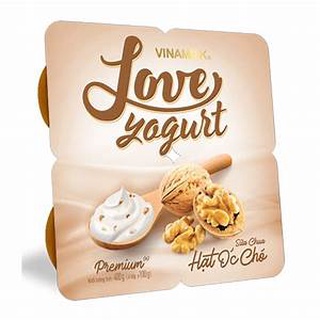 Sữa Chua Ăn Love Yogurt Hạt Óc Chó - Vỉ 4 Hộp 100g