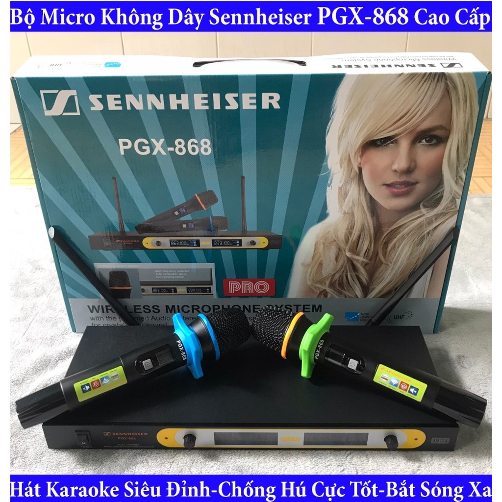 Micro không dây Sennheiser PGX-868 - Mic karaoke gia đình, sân khấu -Độ nhạy cao, bắt sóng xa, chống hú rít bảo hành 12t