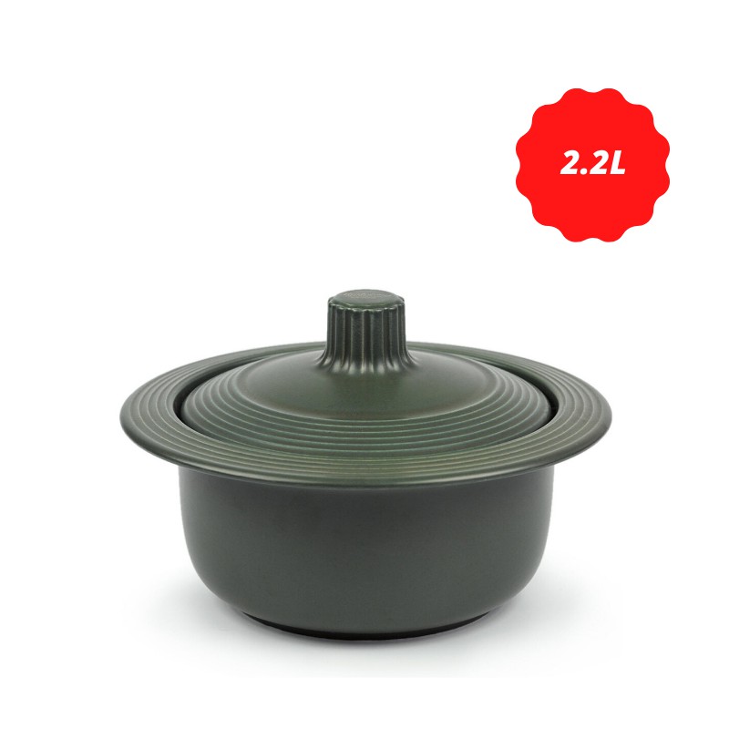 Nồi dưỡng sinh vành tròn 2.2 L + nắp núm liền - HealthyCook - Xanh rêu