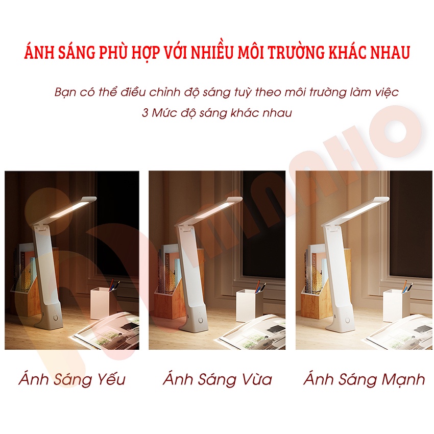 Đèn Học Để Bàn LED Chống Cận Thị Minaho - Đèn Học Để Bàn 3 Chế Độ Sáng, Cảm Ứng Tích Điện