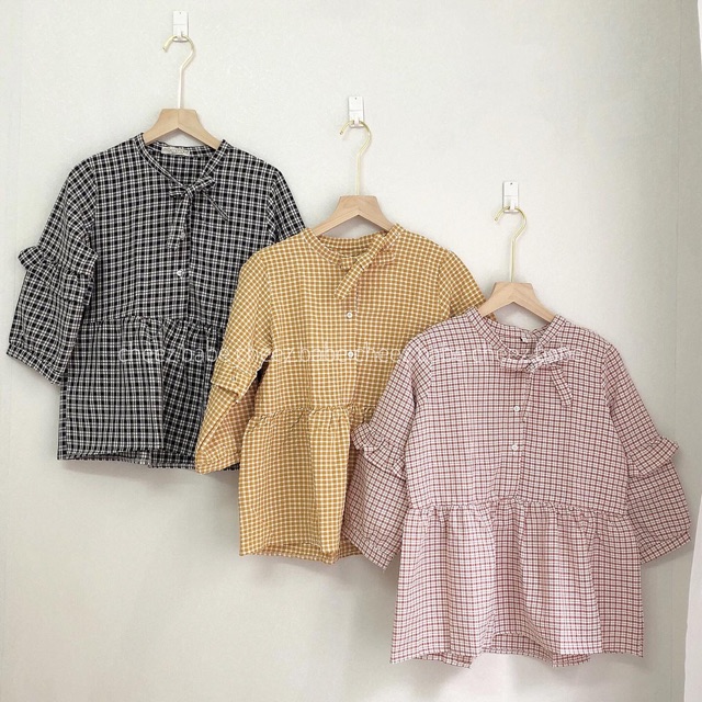 [ẢNH THẬT] Áo babydoll kẻ ô 3 màu