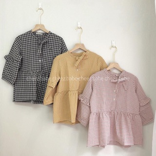 [ẢNH THẬT] Áo babydoll kẻ ô 3 màu